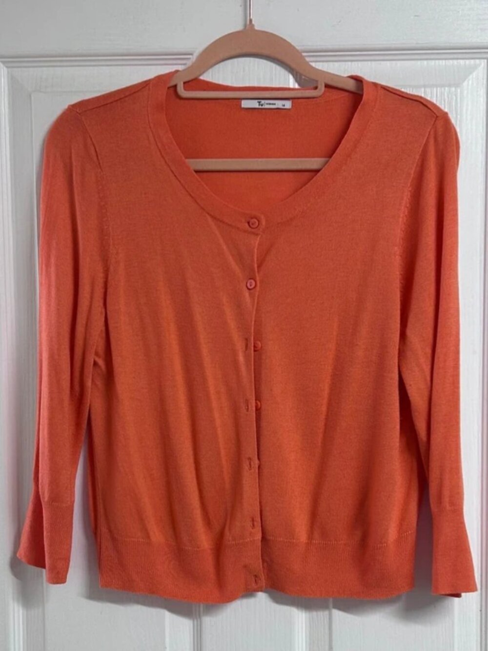 Tu Orange 3/4 Sleeve Button Front Cardigan